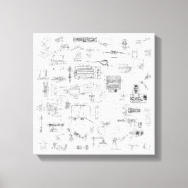 Uppdelad vy över patentdiagram Förinställd arbetsy Canvastryck