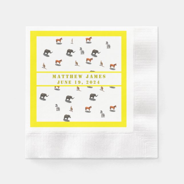 Uppdelade djur, betraktad som babyåda pappersservett (Framsidan)