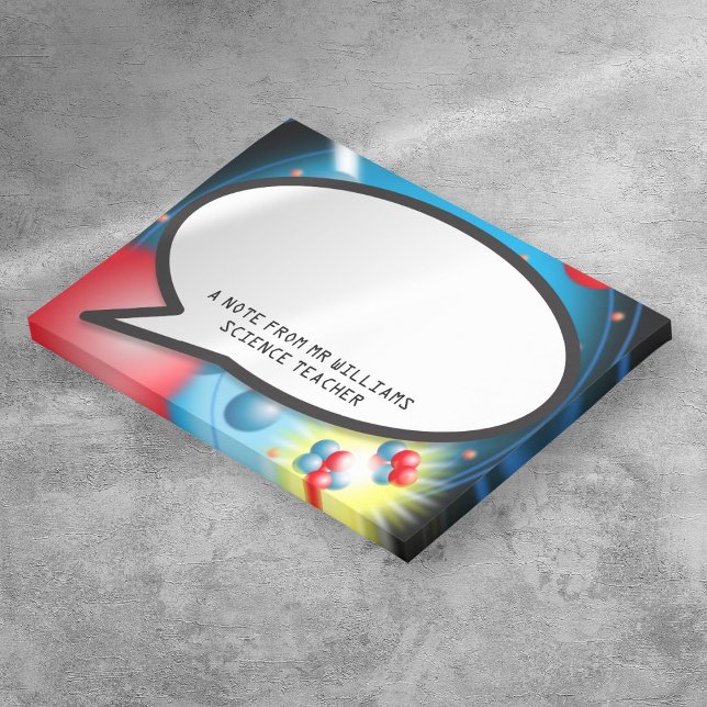 Uppdelning av forskarläraren i Atom Tal Post-it Block (Splitting The Atom Speech Bubble Science Teacher Post-it Notes)