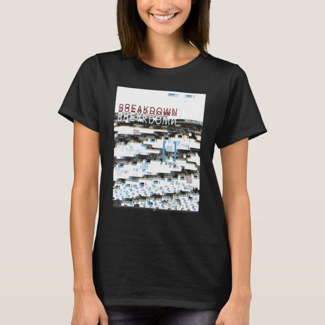 Uppdelningen Retro Computer Glitch Geek Programmer T Shirt (Framsida)