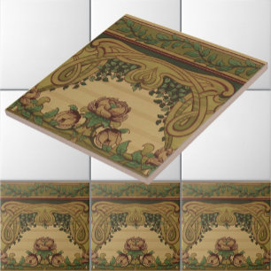 Uppdrag Art nouveau Stil Blommigt & Foliage Frieze Kakelplatta