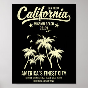 Uppdrag Beach Ca 92109 Summer Vacation San Diego C Poster