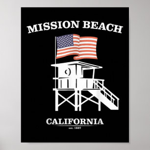 Uppdrag Beach Shirt Retro San Diego California Bea Poster