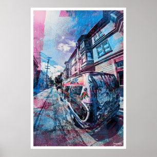Uppdrag District Graffiti Sten skåpbilen i SanFran Poster