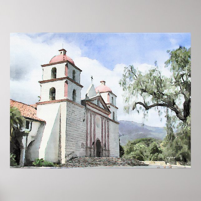 Uppdrag Santa Barbara Watercolor Print Poster (Framsidan)