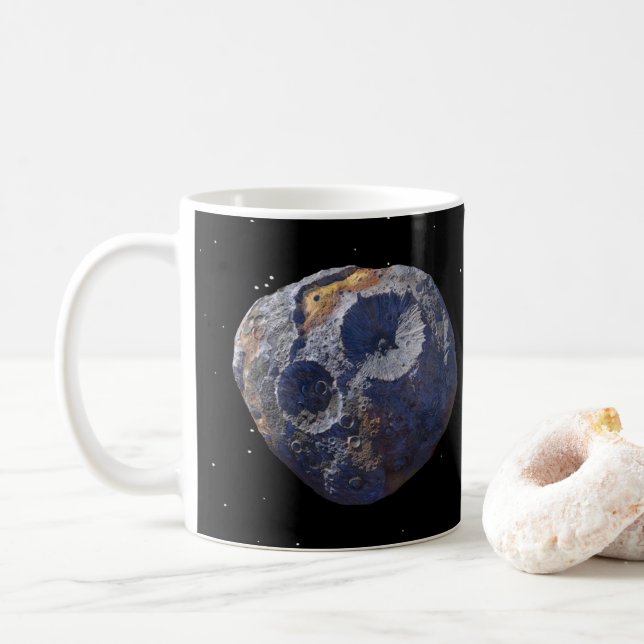 Uppdrag till Asteroid 16 Psyche Kaffemugg (Med munk)