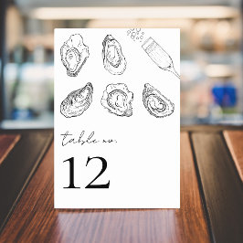 Uppdragna Oysters Champagne Skaldjur Bord 12 Bröll Bordsnummer