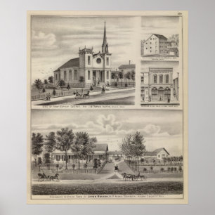 Uppehåll, lantgård, kyrka och lager i Minnesota Poster
