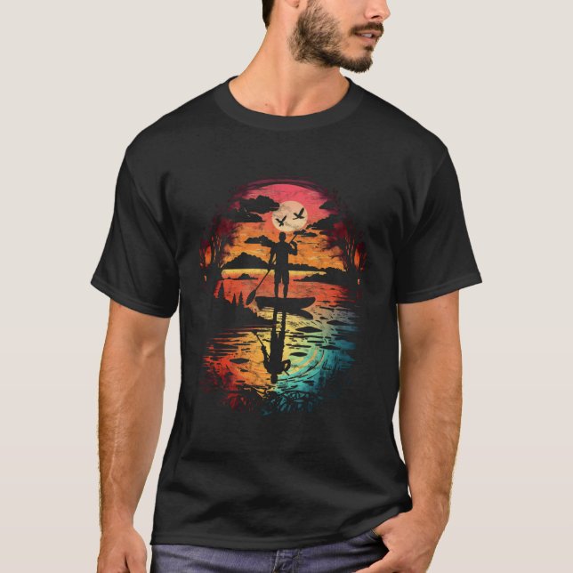 Uppehåll Paddler Sunset Cloud Sjö Sea Sommar T Shirt (Framsida)