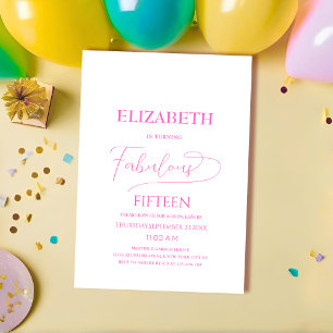 Uppenbara femton rosa elegant klassisk quinceañera inbjudningar