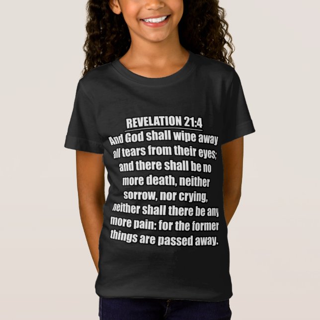 Uppenbarligen 21:4 KJV bibelverse T Shirt (Framsida)