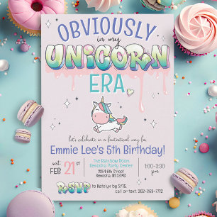 Uppenbarligen i min Unicorn Era-fantny Rosa Birthd Inbjudningar