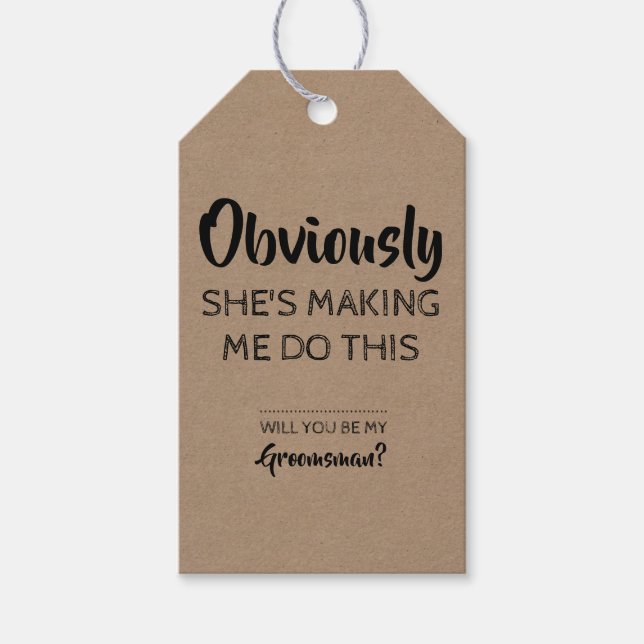 Uppenbarligen - Lustigt Groomsman Frieri inbjudan Presentetikett (Framsidan)