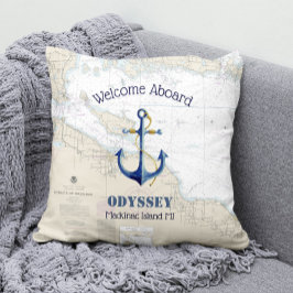 Upper Michigan Boat Namn & Anchor Välkommen ombord Kudde
