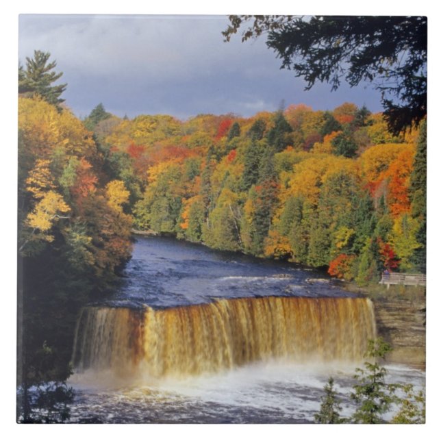 Upper Tahquamenon Falls i UPP Michigan på hösten Kakelplatta (Framsidan)