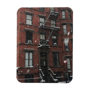 Upper Väster Brownstone Fire Escape NYC Snö Magnet