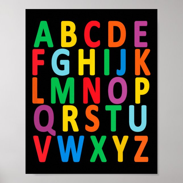 Uppercase Brev Alphabet Lär Abc Boy Girl Kids Poster (Framsidan)