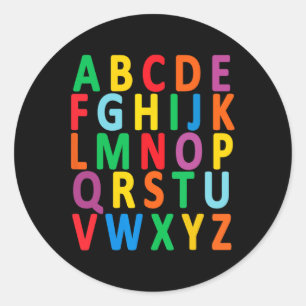 Uppercase Brev Alphabet Lär Abc Boy Girl Kids Runt Klistermärke