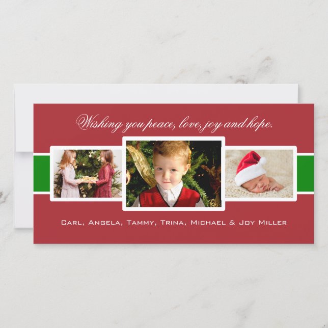 Uppfattat trio-julfotoport julkort (Framsida)