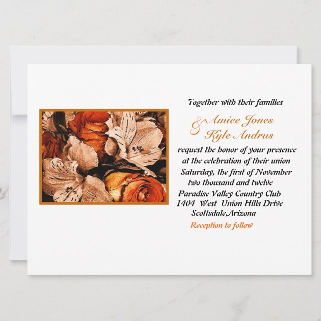 Uppfinning av höstblommor bröllop inbjudningar (Framsida)