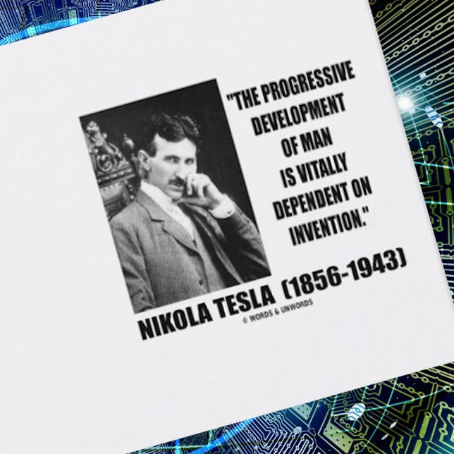 Uppfinning för Nikola Tesla progressiv Visitkort (Business card for any electrical engineer, technologist, or inventor featuring Nikola Tesla quote)