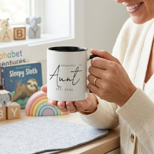 Uppflyttad till Aunt Elegant EST År Skrift Mugg