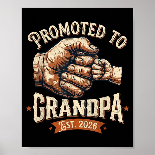 Uppflyttad till Farfar Est 2026 Fist Bump Ba Poster (Framsidan)