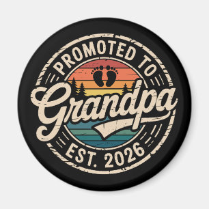 Uppflyttad till farfar Est 2026 Graviditet Retro Magnet