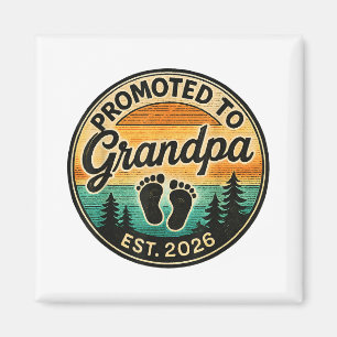 Uppflyttad till farfar Est.2026 Vintage Baby Tillk Magnet