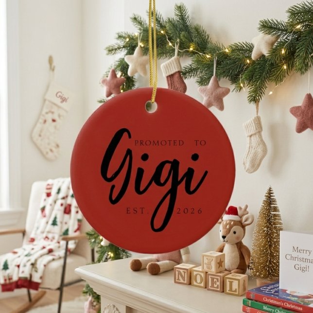 Uppflyttad till Gigi Söt Julsouvenir Julgransprydnad Keramik (Skapare uppladdad)