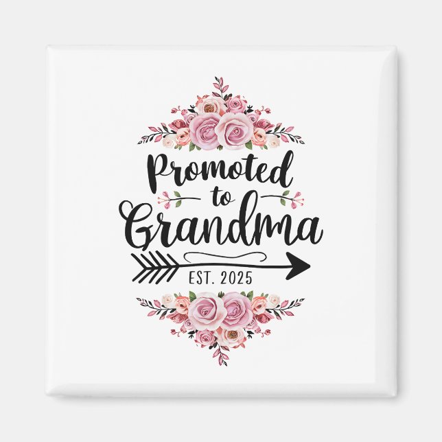 Uppflyttad till mormor 2025 graviditetsmeddelande magnet (Framsidan)