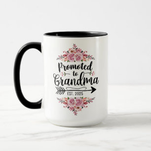 Uppflyttad till mormor 2025 graviditetsmeddelande mugg