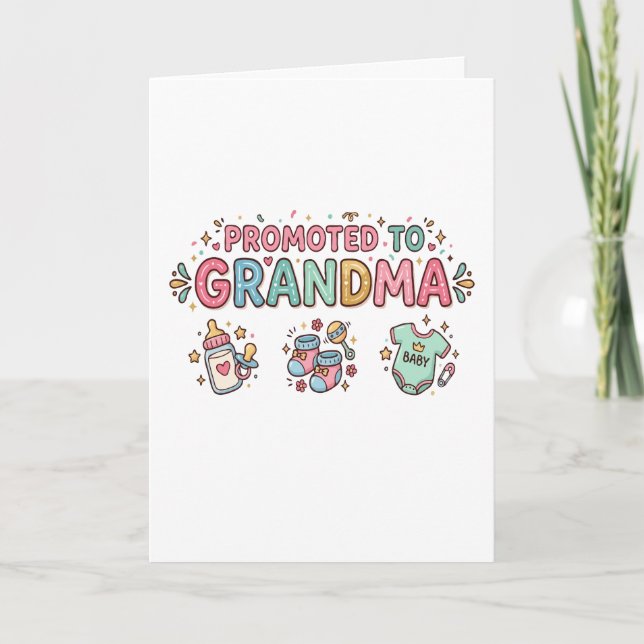 Uppflyttad till Mormor-annonsering Kort (Framsida)