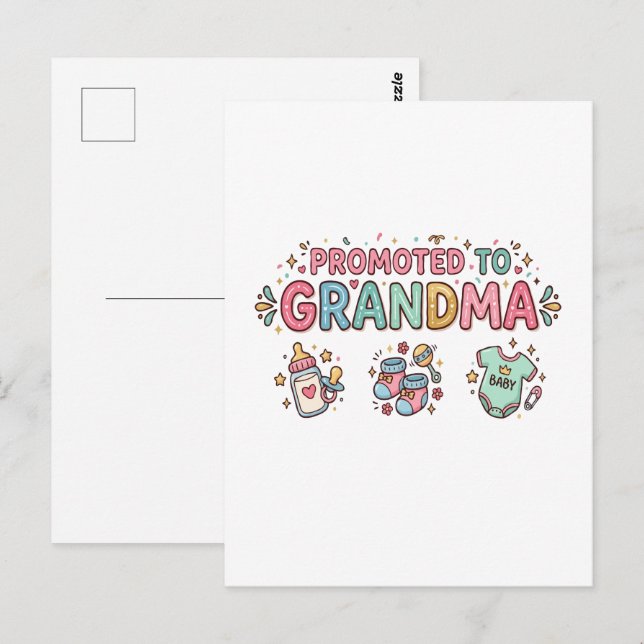 Uppflyttad till Mormor Annonsering Vykort (Fram/baksida)