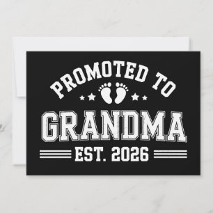 Uppflyttad till mormor Est 2026 Bebis tillkännagiv Inbjudningar