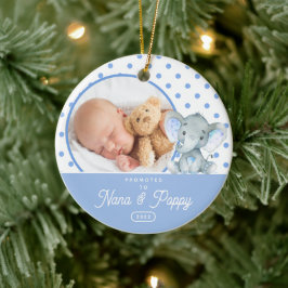 Uppflyttad till Nana & Poppy Baby Boy Foto Julgransprydnad Keramik