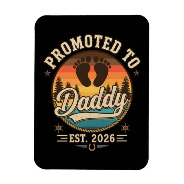 Uppflyttad till Pappa Est 2026 Magnet (Vertikal)
