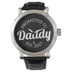 Uppflyttad till Pappa Est 2027 Ny Pappa Bebis Show Armbandsur