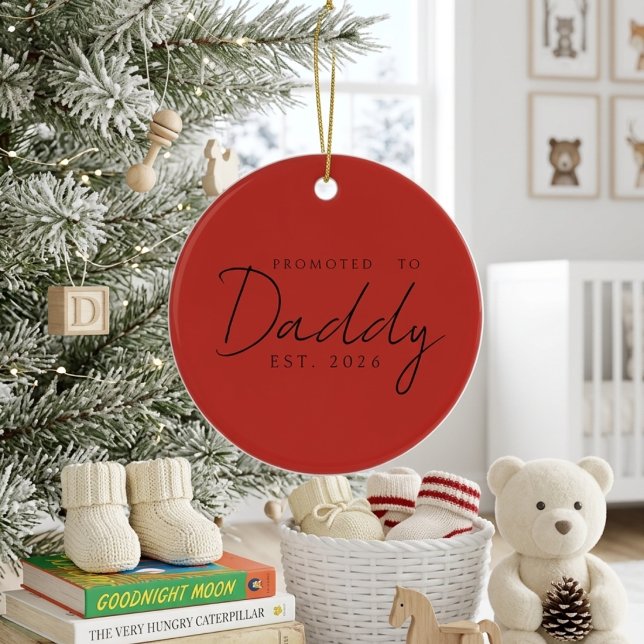 Uppflyttad Till Pappa Julsouvenir Skript Design Julgransprydnad Keramik (Skapare uppladdad)