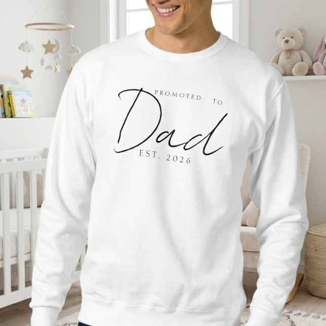 Uppflyttad Till Pappa Mysig Familj Skript Design Lång Ärmad Tröja (Skapare uppladdad)