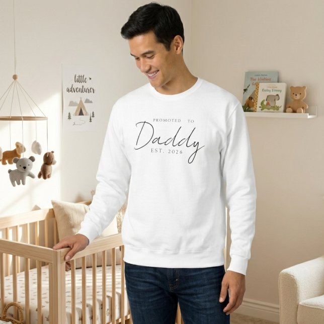 Uppflyttad Till Pappa Mysig Familj Skript Design Lång Ärmad Tröja (Skapare uppladdad)