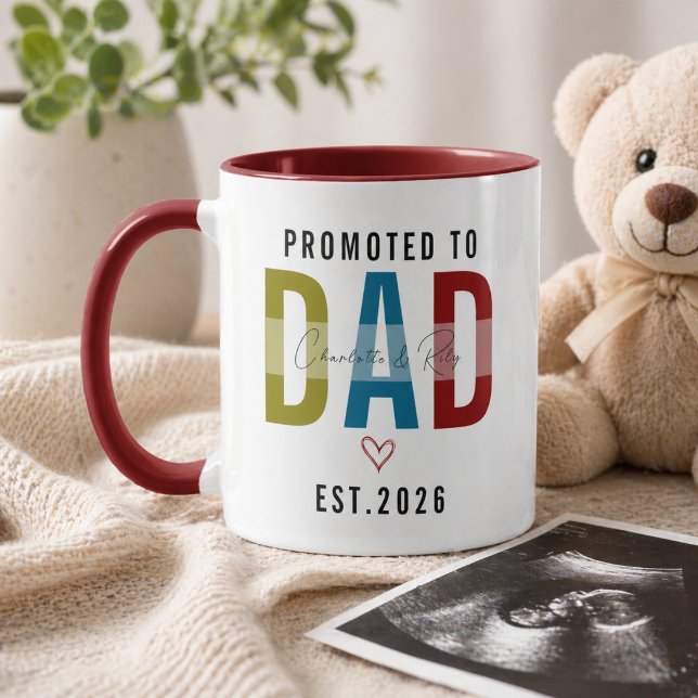 Uppflyttad till Pappa | Personlig Första Fars Dag Mugg (Promoted to Dad | Personalized First Father’s Day Mug)