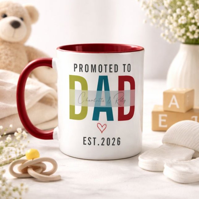 Uppflyttad till Pappa Personlig Foto | Första Fade Mugg (Promoted to Dad | Personalized First Father’s Day Mug)