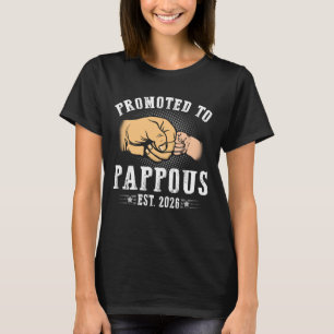 Uppflyttad till Pappous est.2026 Fars dag Första g T Shirt