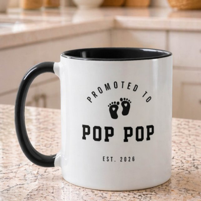 Uppflyttad till Pop Pop Ny Farmorsmugg Mugg (Skapare uppladdad)