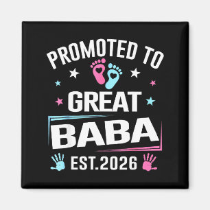 Uppflyttad till Stor Baba Est 2026 Graviditetsmedd Magnet