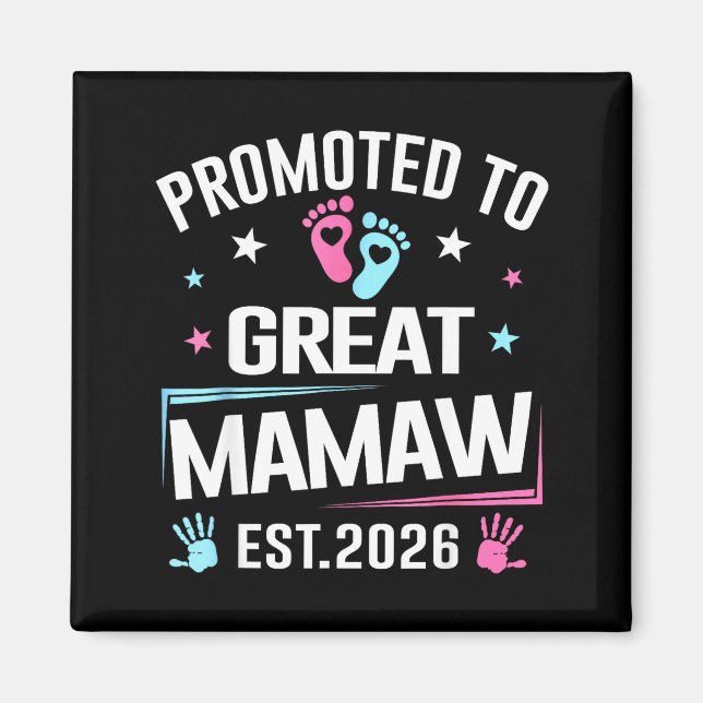 Uppflyttad till stor Mamaw Est 2026 graviditetsmed Magnet (Framsidan)
