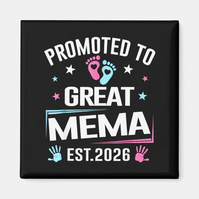 Uppflyttad till stor Mema Est 2026 graviditetsmedd Magnet (Framsidan)