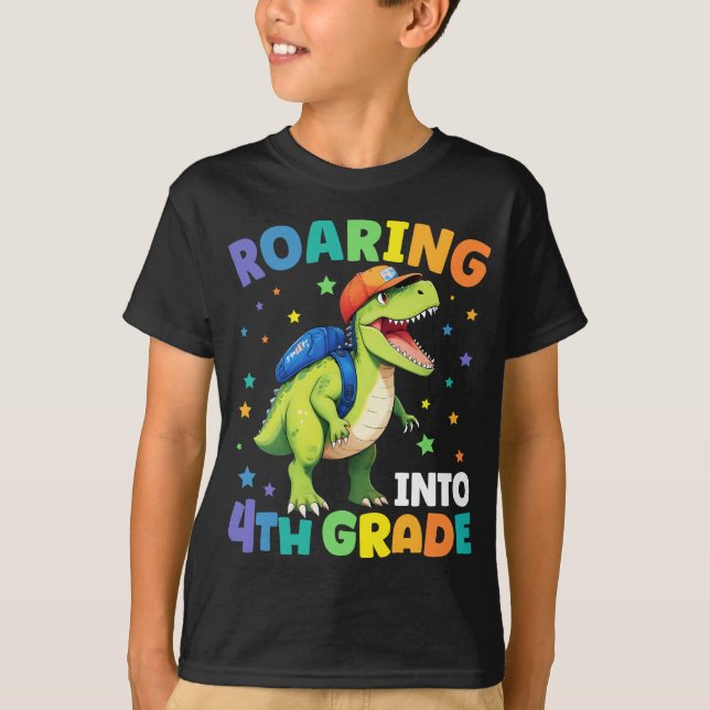 Uppfödning 4:e Klass Dinosaur T Rex Back to school T Shirt (Framsida)