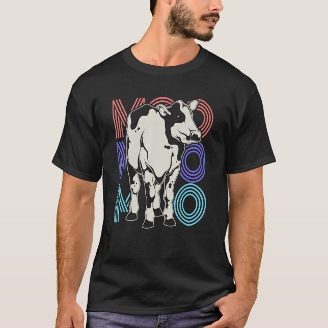 Uppfödning av husdjur föder upp födare Retro Cow T Shirt (Framsida)